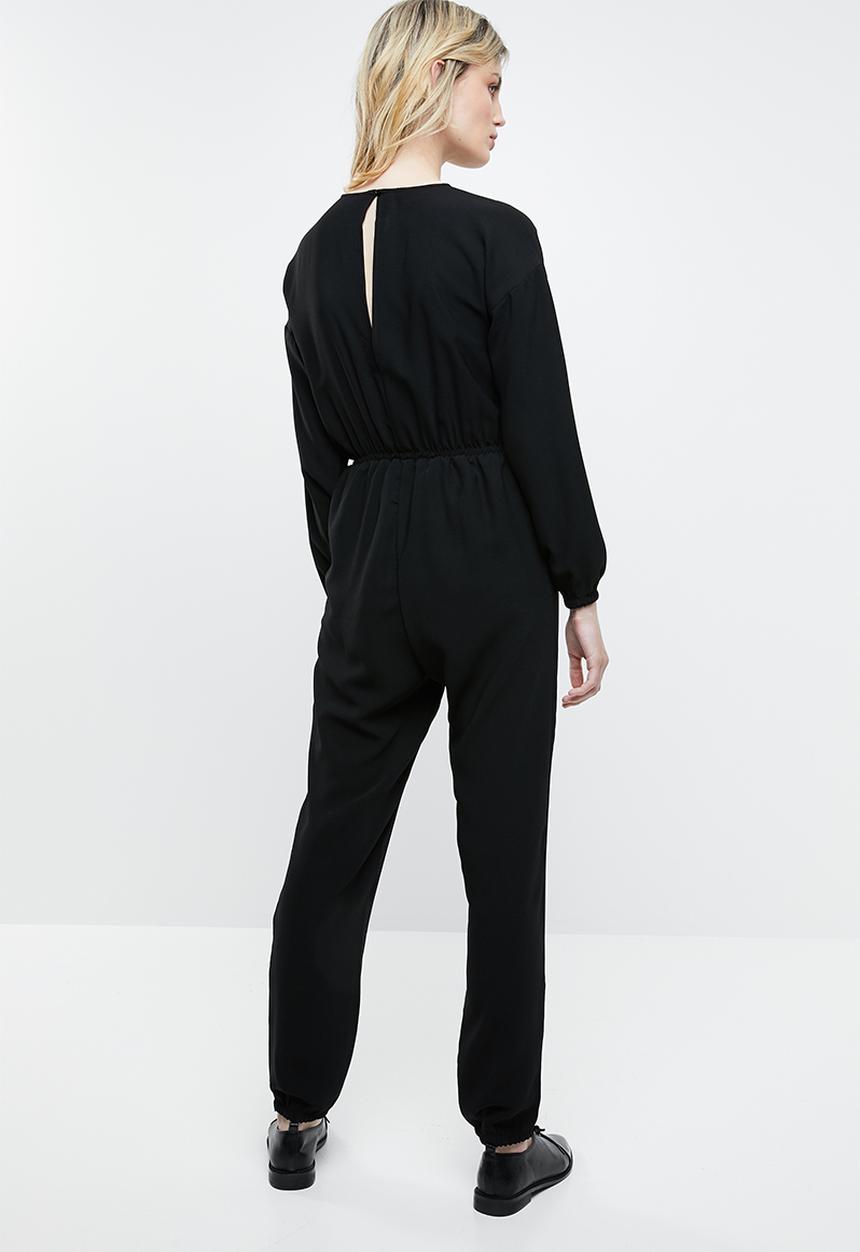 Noisy May - Nina long sleeve utility jumpsuit  - black