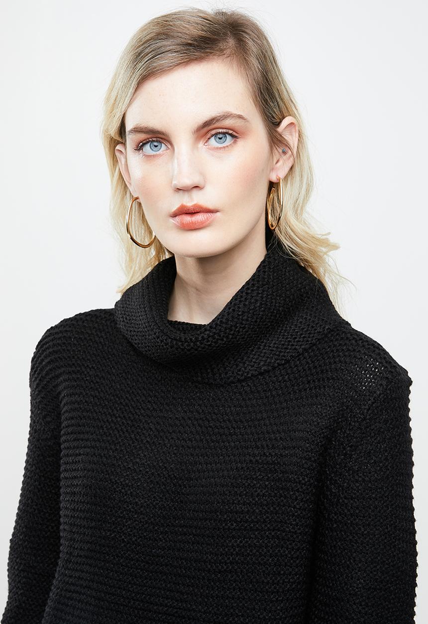ONLY - Baskina long sleeve roll neck pullover top - black