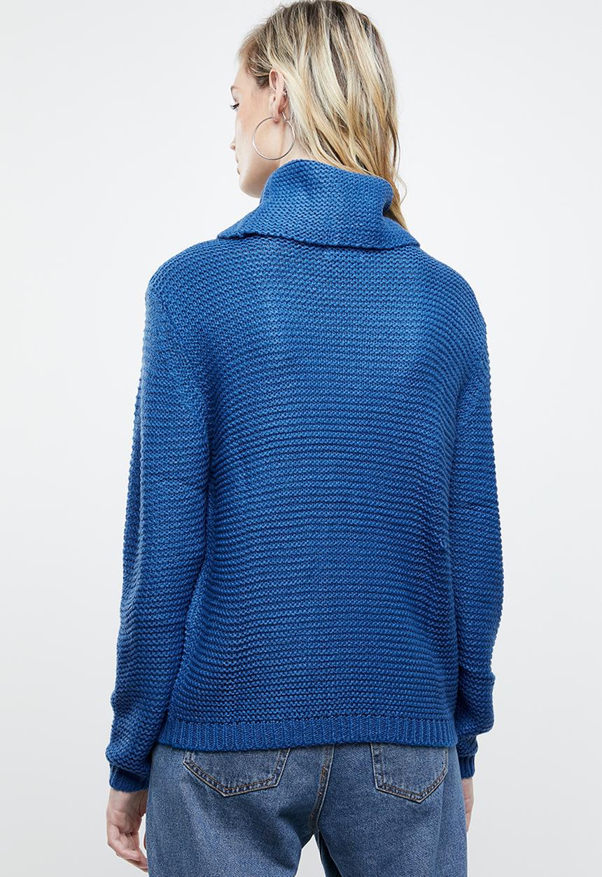 ONLY - Baskina long sleeve roll neck pullover top - blue
