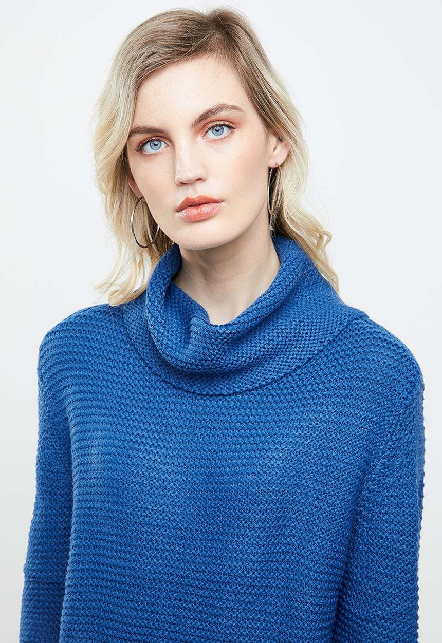 ONLY - Baskina long sleeve roll neck pullover top - blue