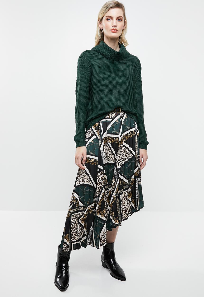 Jacqueline de Yong - Baskina long sleeve roll neck pullover top - green