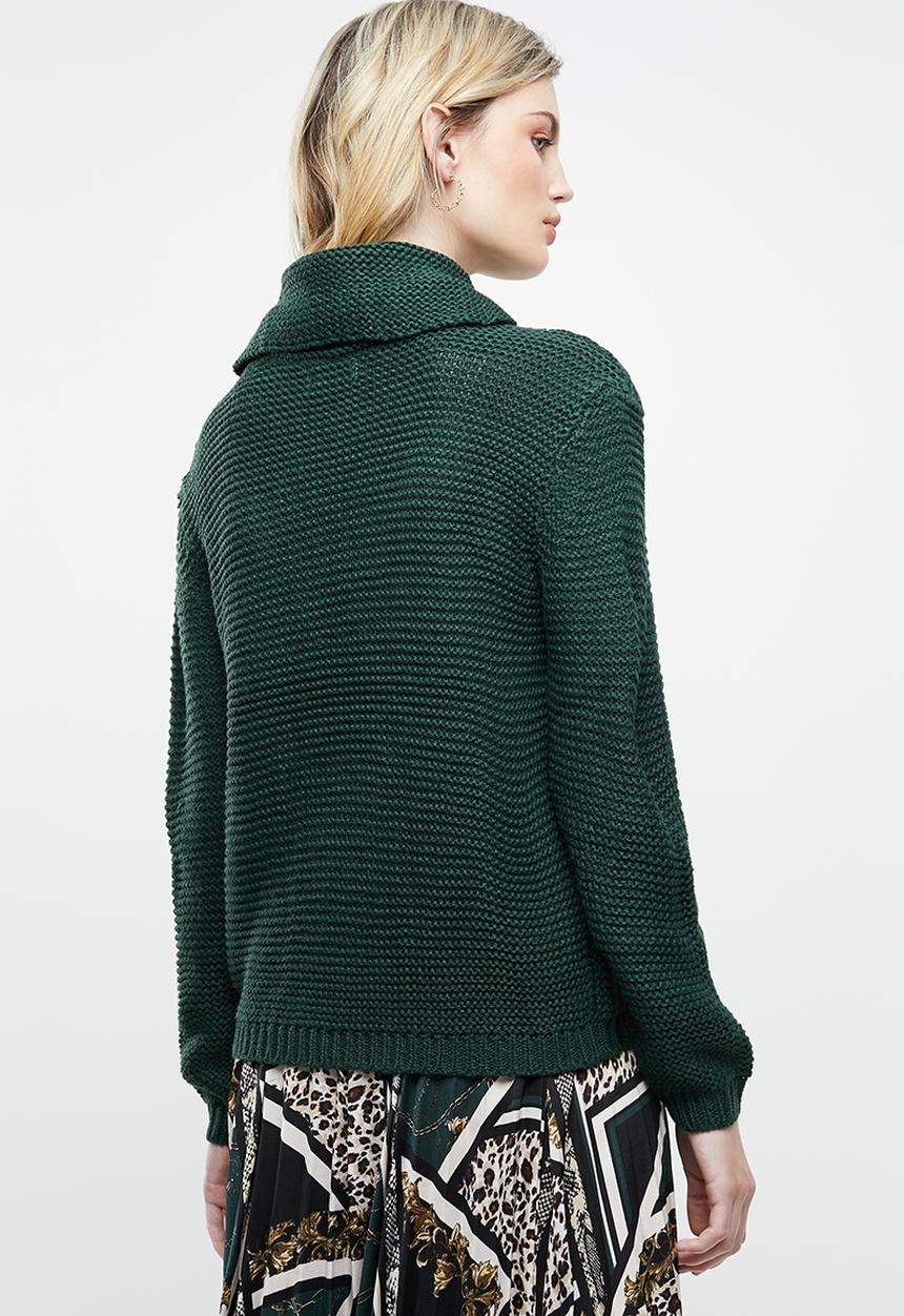 Jacqueline de Yong - Baskina long sleeve roll neck pullover top - green