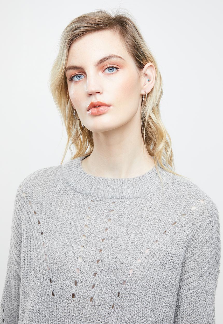 ONLY - Safina long sleeve long pullover top - grey