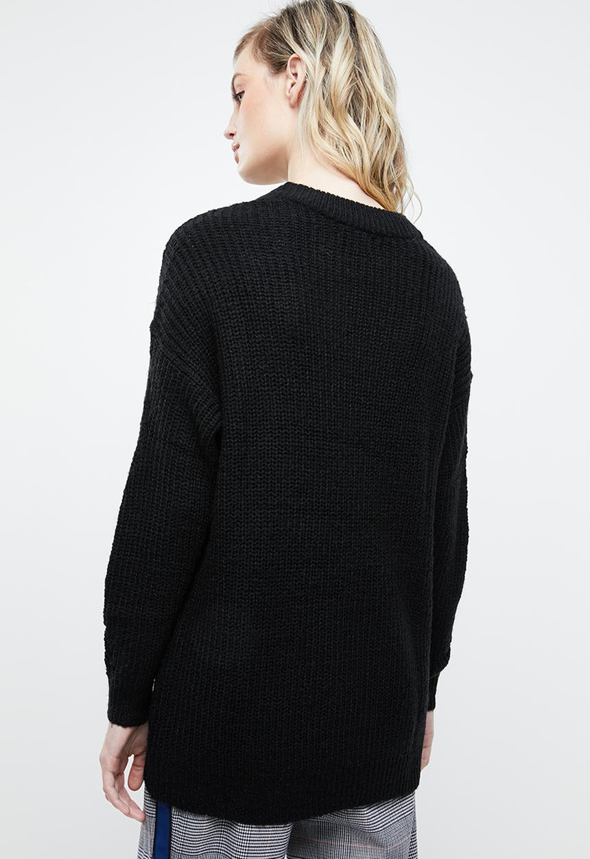 ONLY - Safina long sleeve long pullover top - black