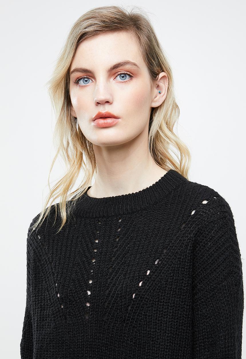 ONLY - Safina long sleeve long pullover top - black