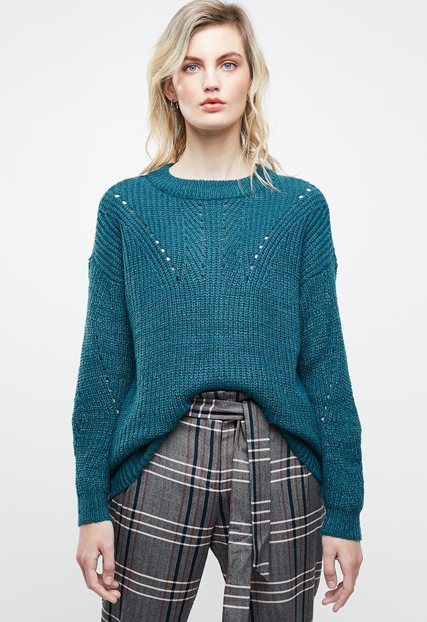 ONLY - Safina long sleeve long pullover top - blue