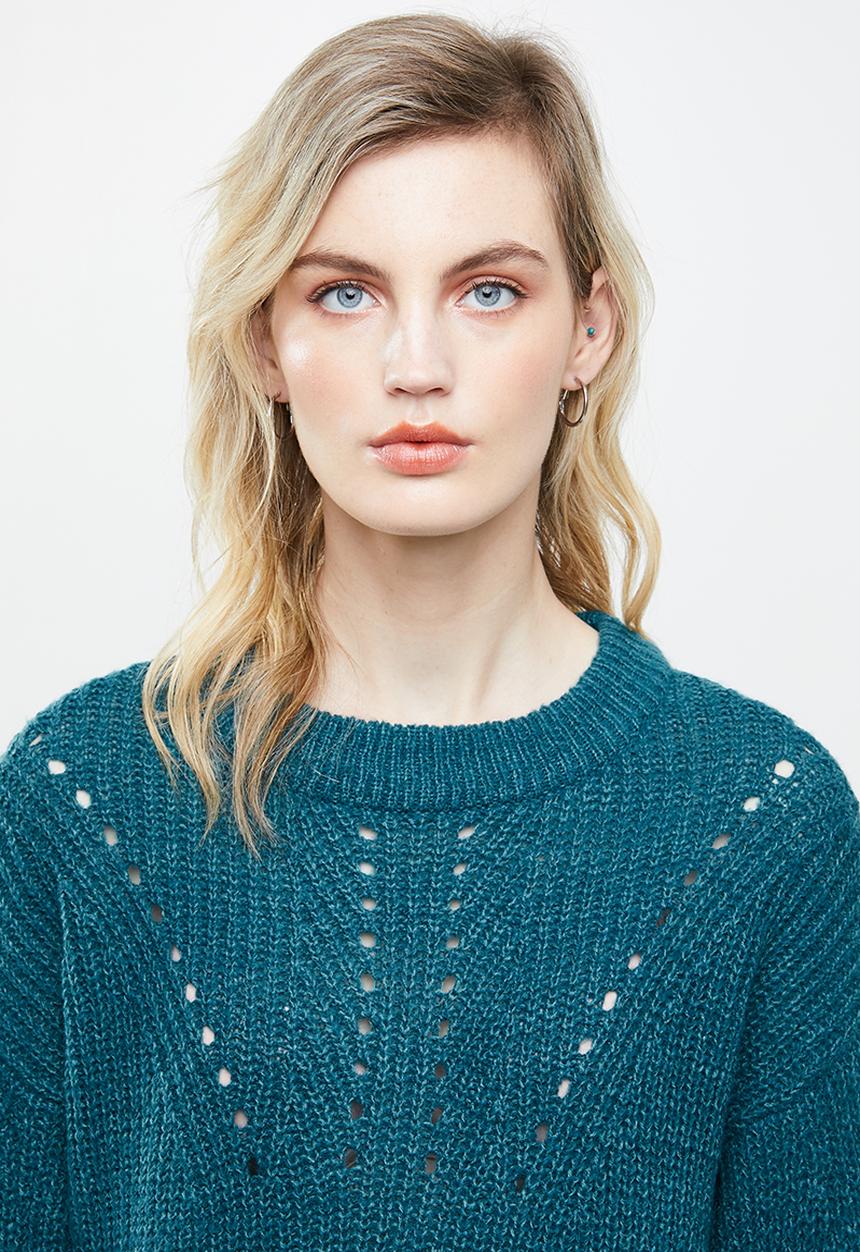 ONLY - Safina long sleeve long pullover top - blue