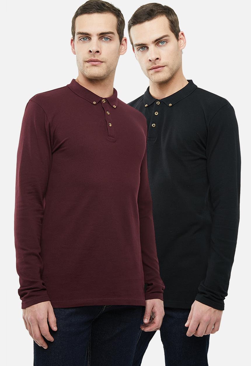 Superbalist - Pique 2 pack golfers - black & burgundy