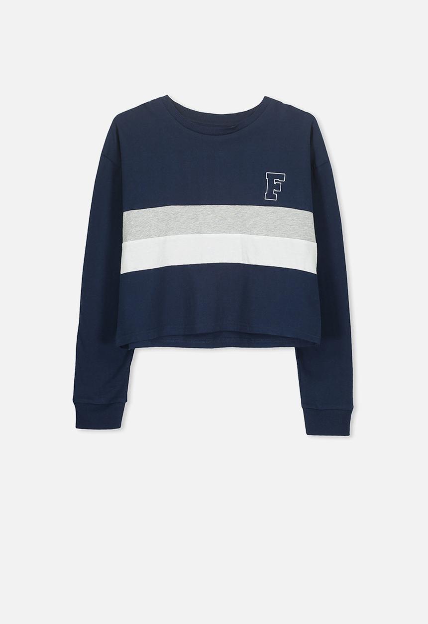 Cotton On - Drop shoulder long sleeve tee - navy