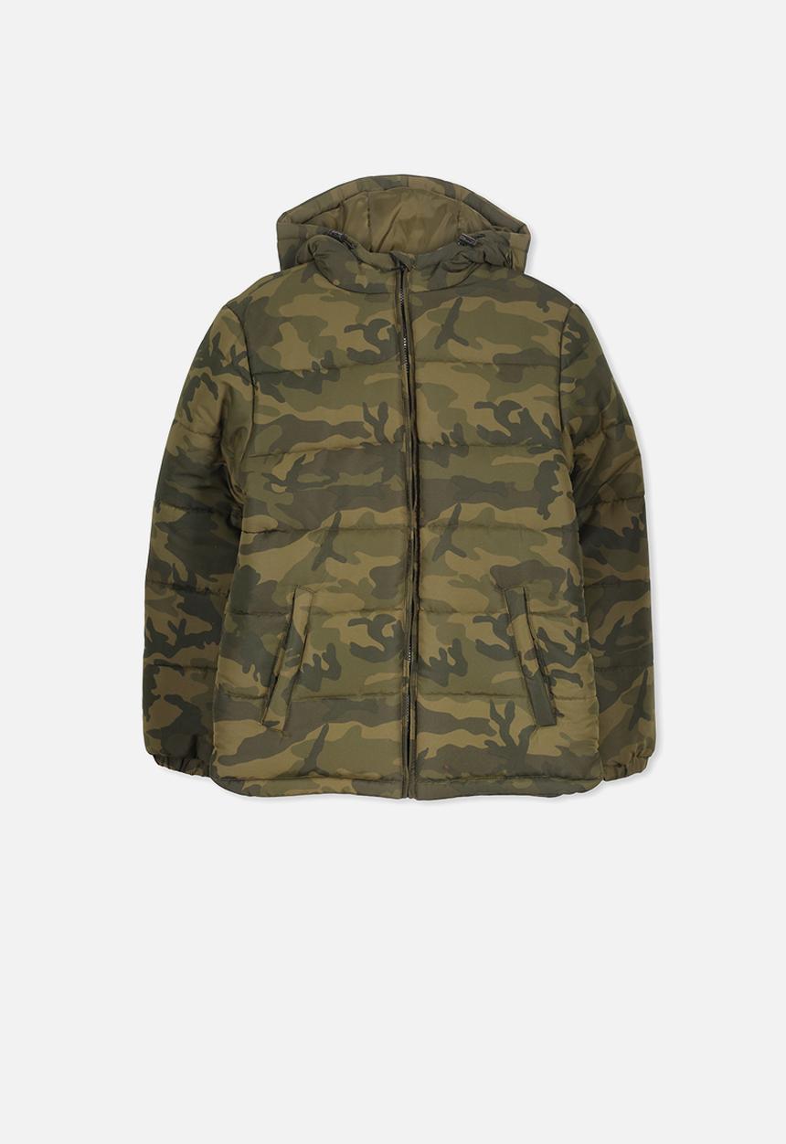 Cotton On - Puffer camo print jacket - green