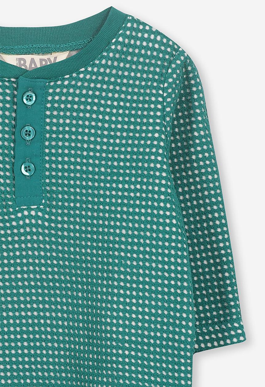 Cotton On - Button long sleeve tee - green