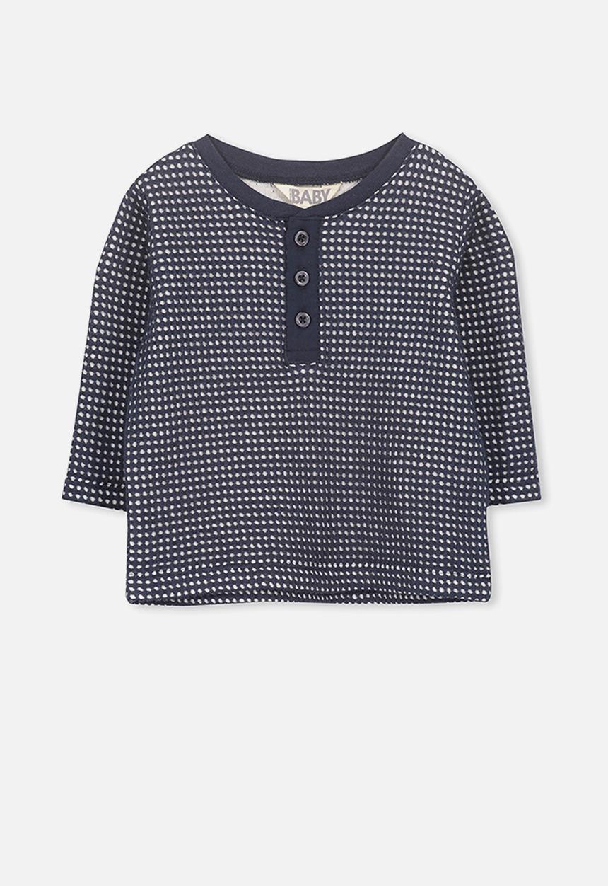Cotton On - Button long sleeve tee - navy