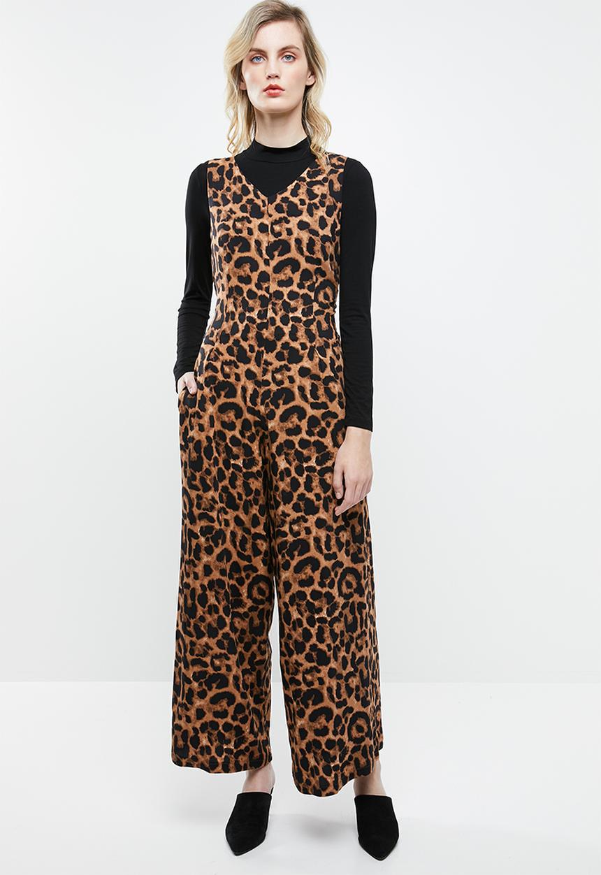 Superbalist - Woven jumpsuit with tie back - brown & black