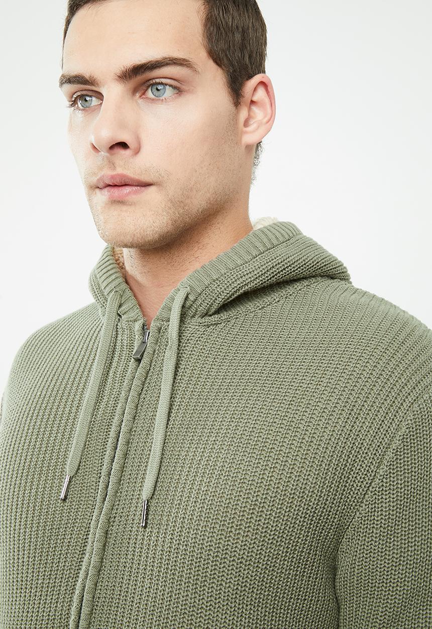 Cotton On - Zip thru sherpa hoodie - khaki