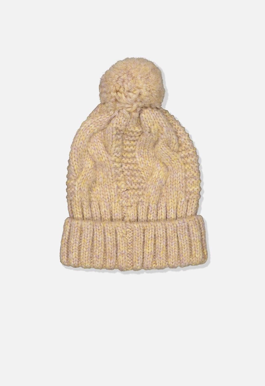 Cotton On - Hooked on you cable beanie - pink & yellow