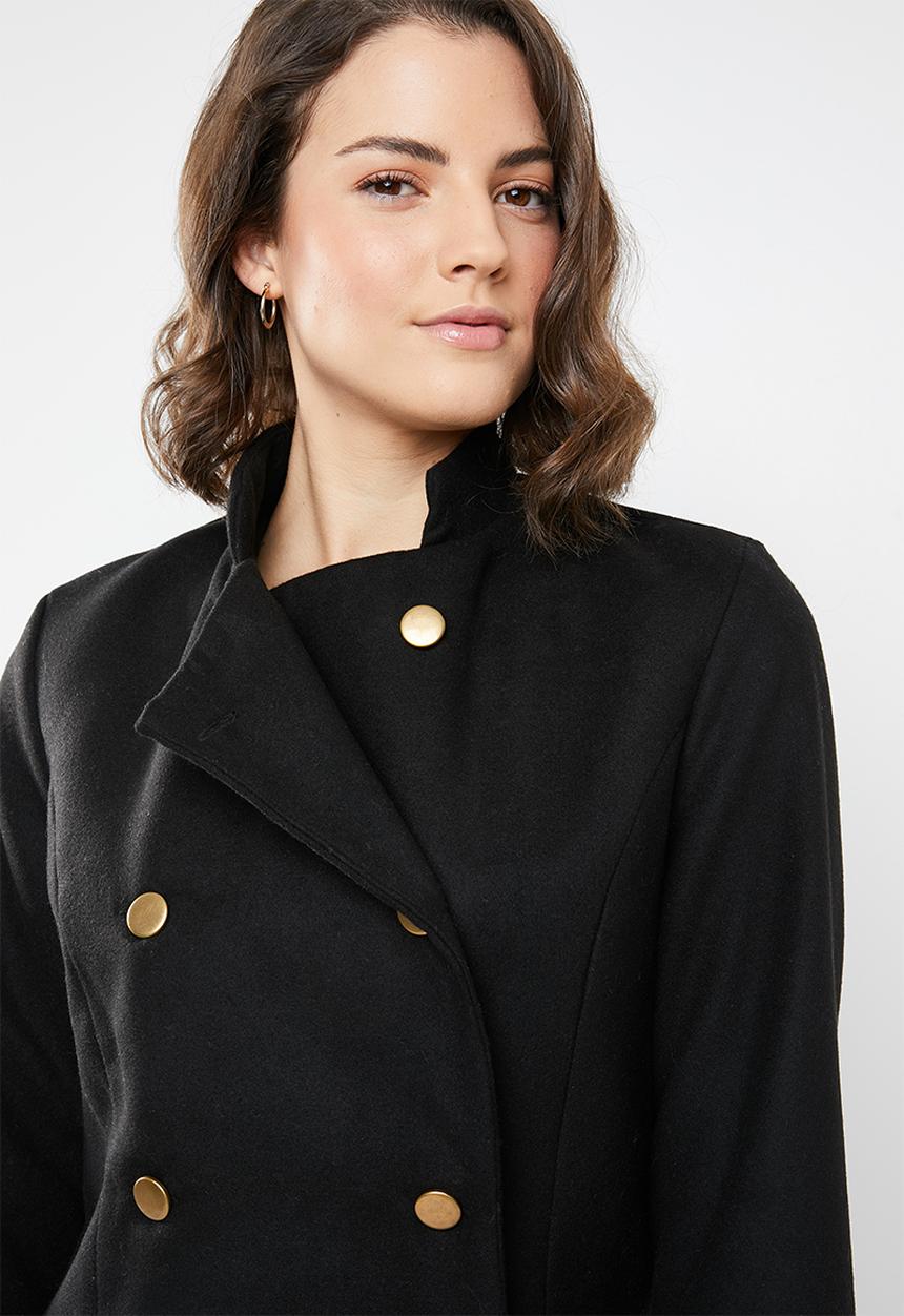 STYLE REPUBLIC - Military inspired wool-like coat - black