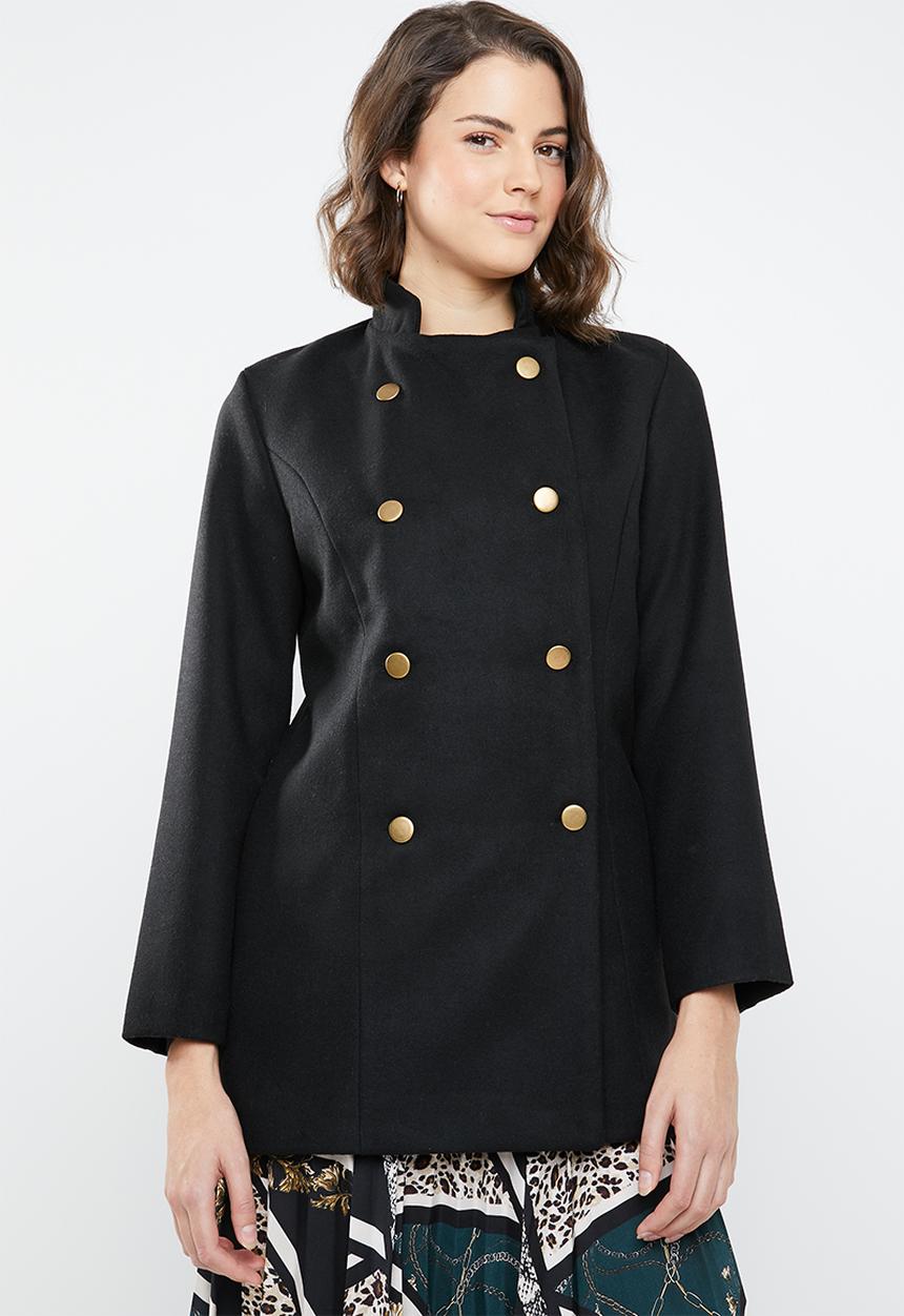 STYLE REPUBLIC - Military inspired wool-like coat - black