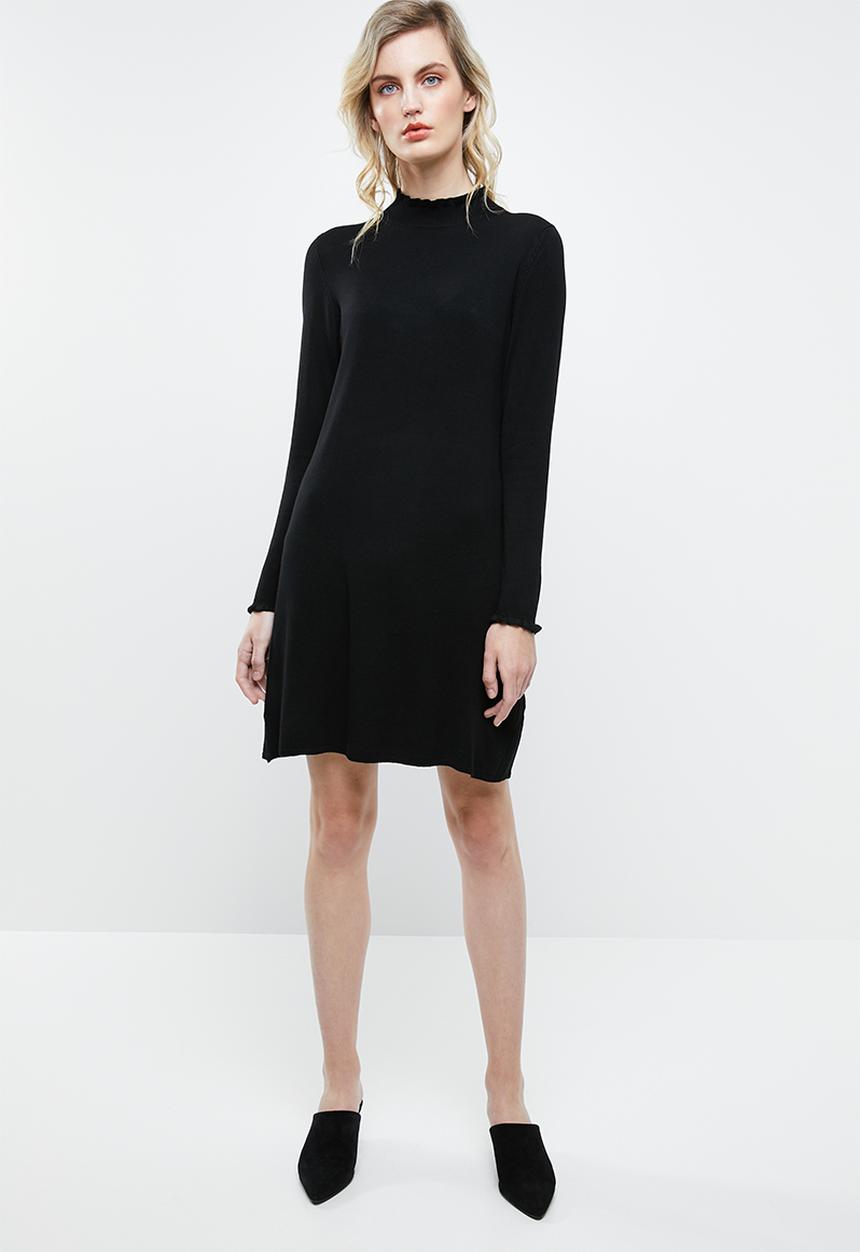 ONLY - Mila long sleeve knit dress - black