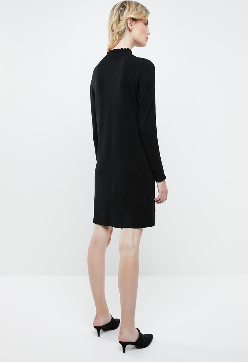 ONLY - Mila long sleeve knit dress - black