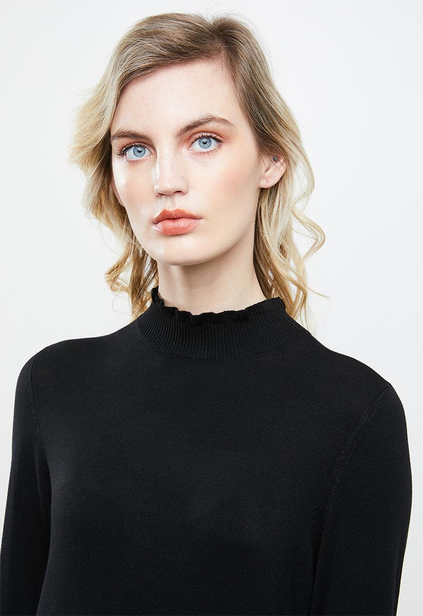 ONLY - Mila long sleeve knit dress - black