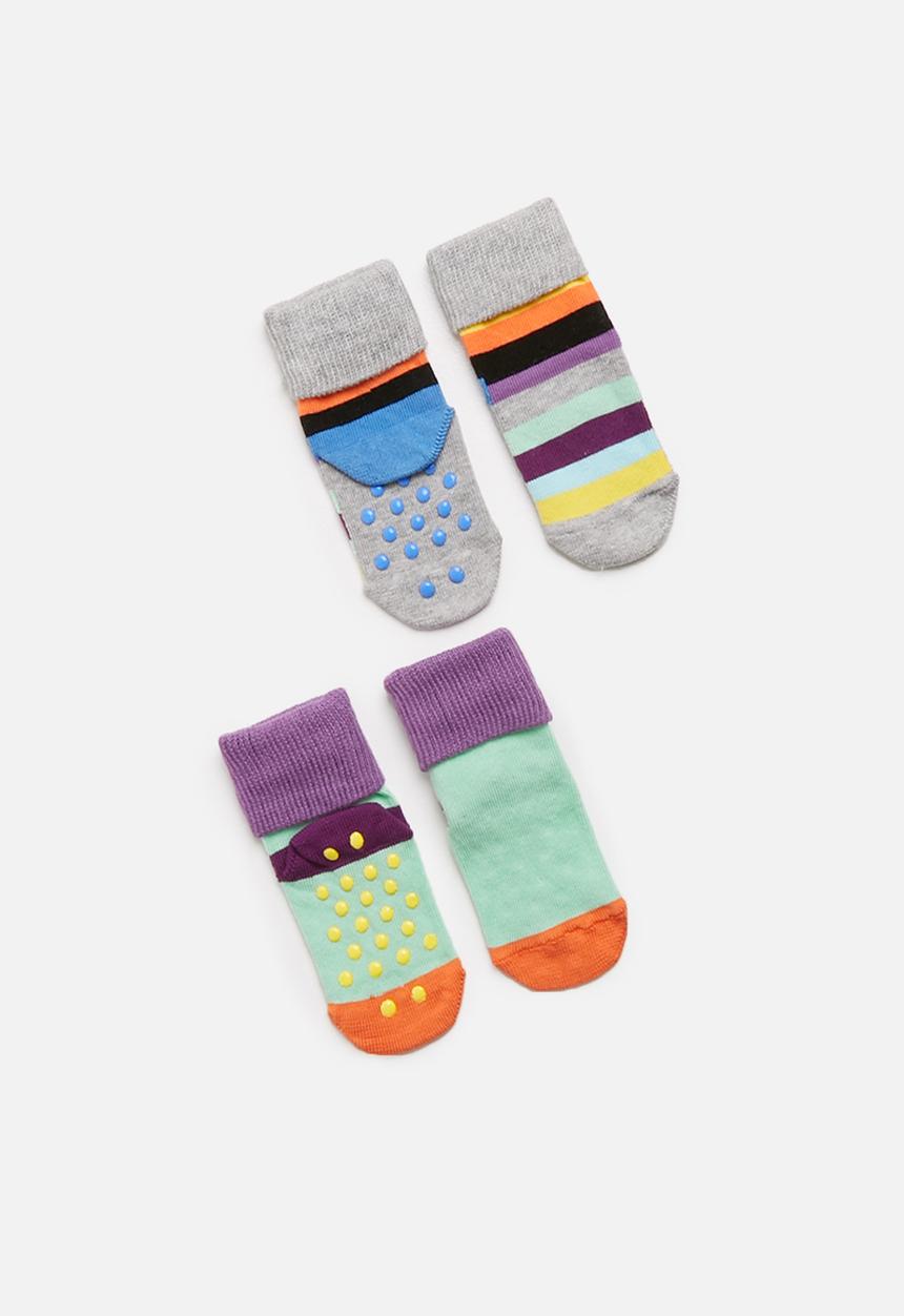 Happy Socks - 2-pack stripe anti-slip socks - multi