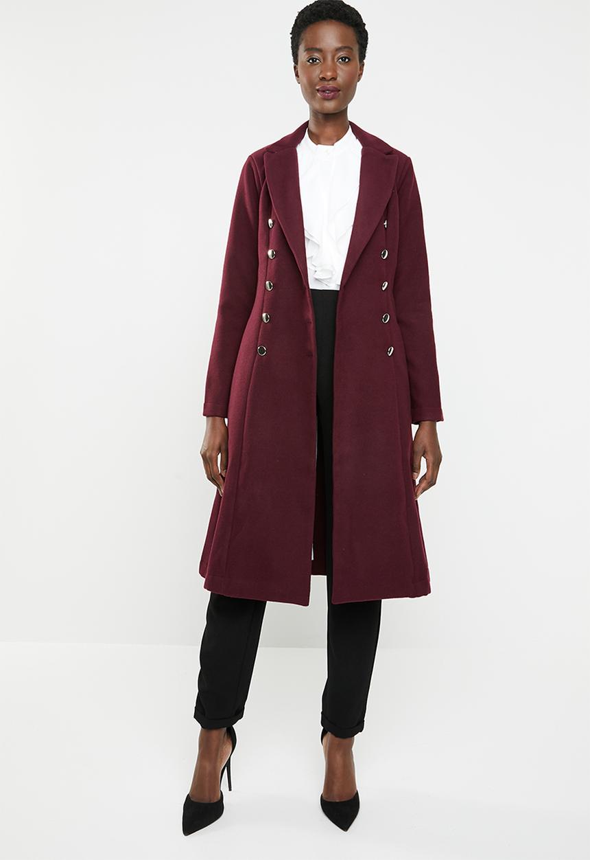 edit - Fit and flare coat - burgundy