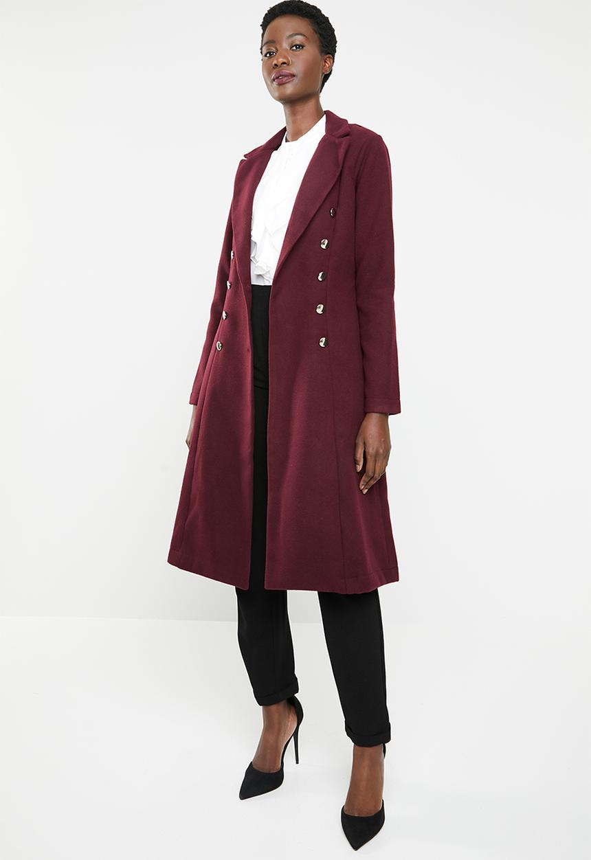 edit - Fit and flare coat - burgundy