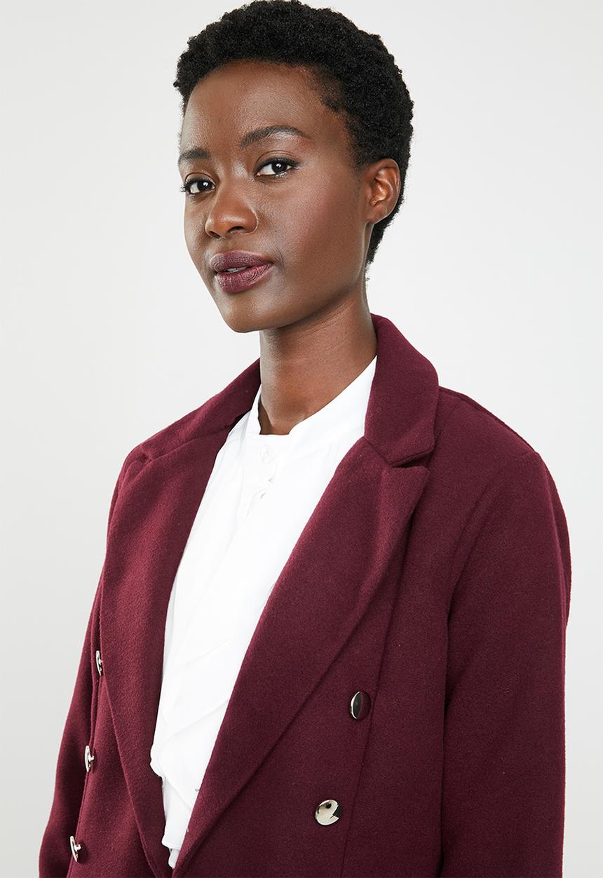 edit - Fit and flare coat - burgundy