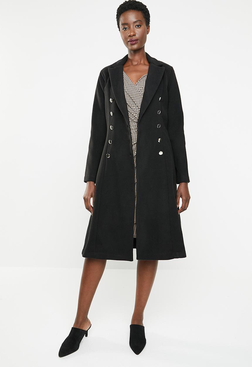 edit - Fit and flare coat - black