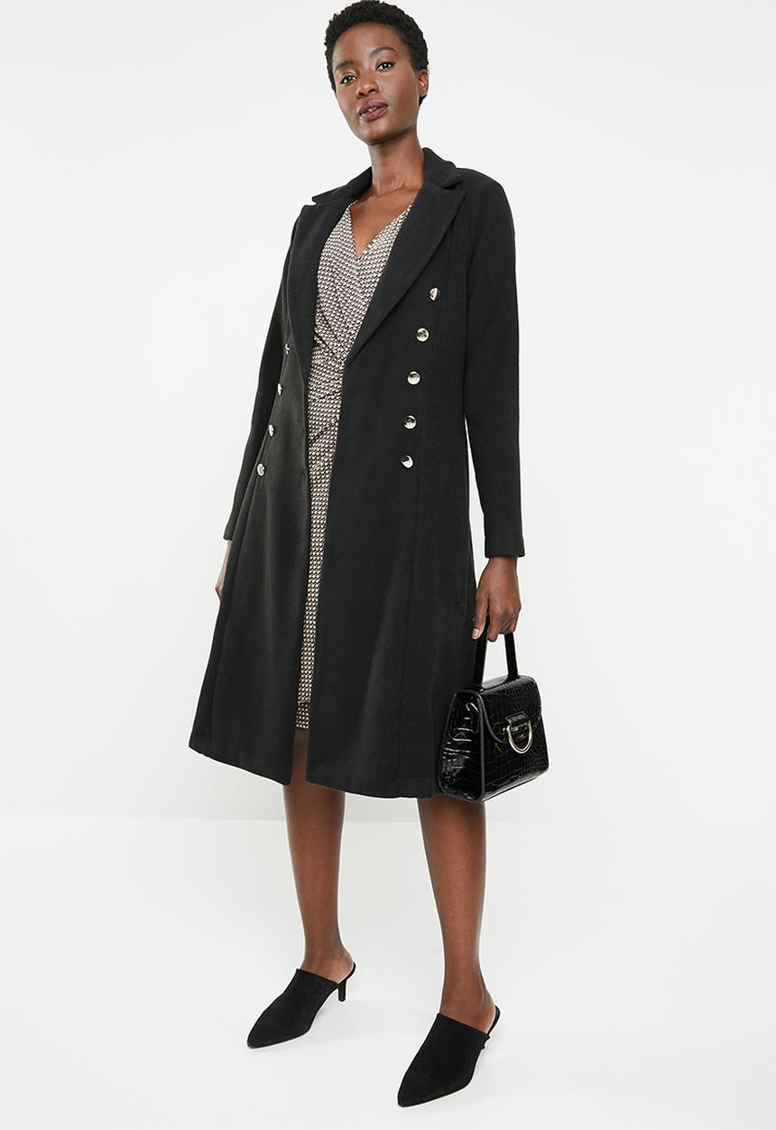 edit - Fit and flare coat - black