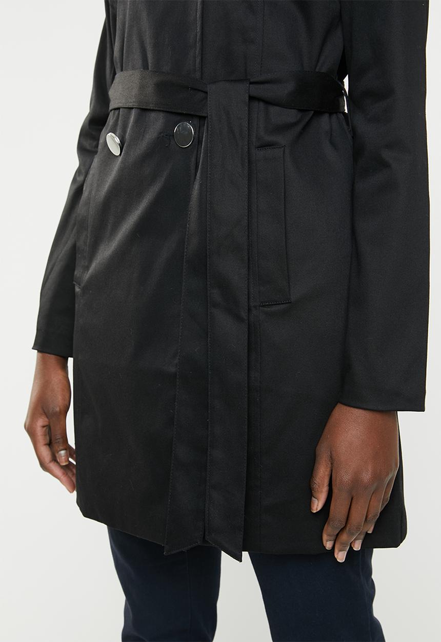 edit - Double breasted trench - black