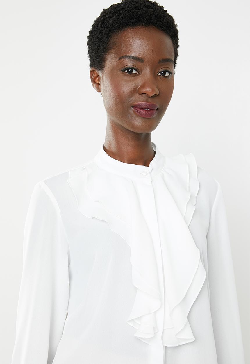 edit - Ruffle blouse - white 
