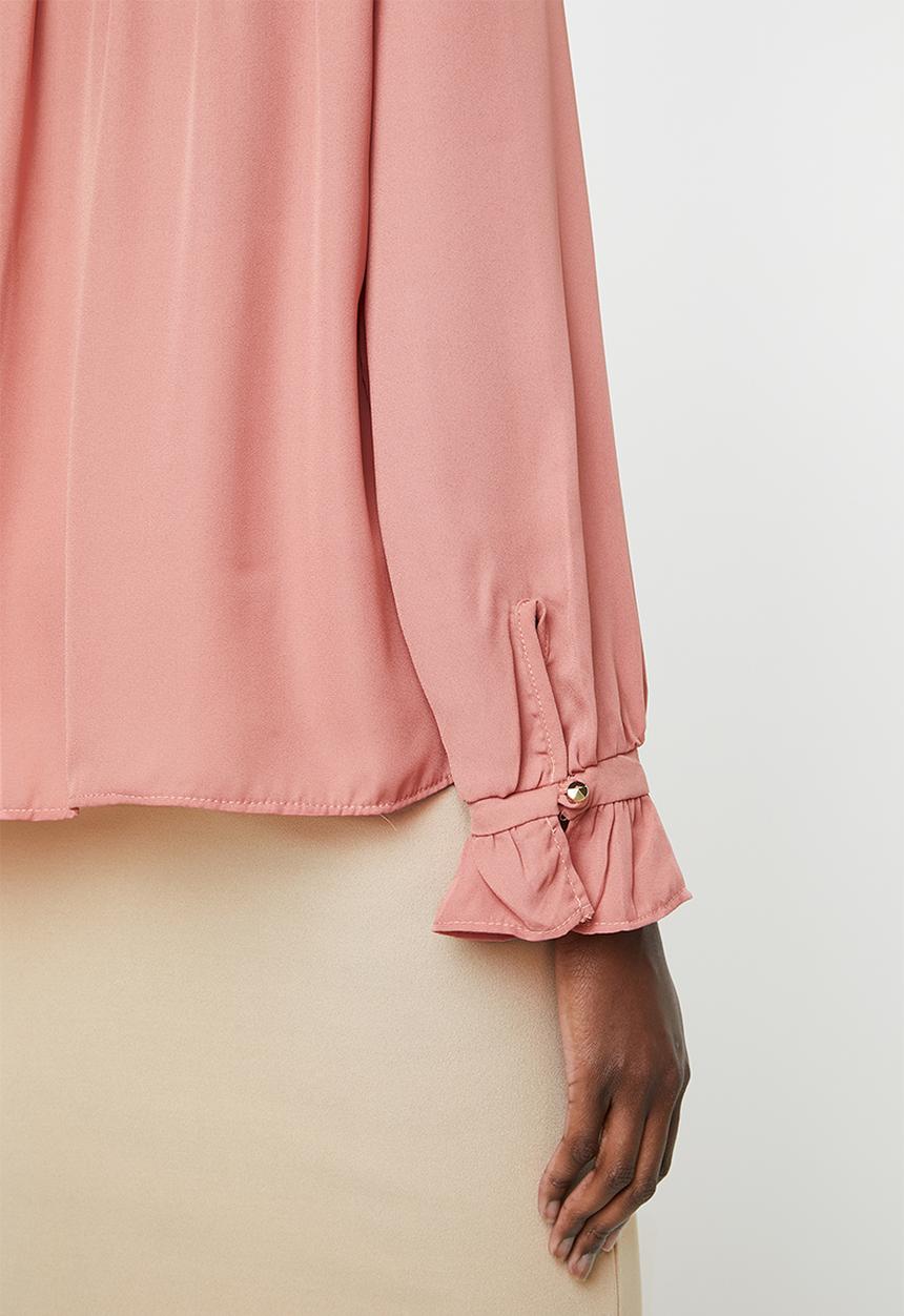 edit - Blouse with frill neckline - pink 