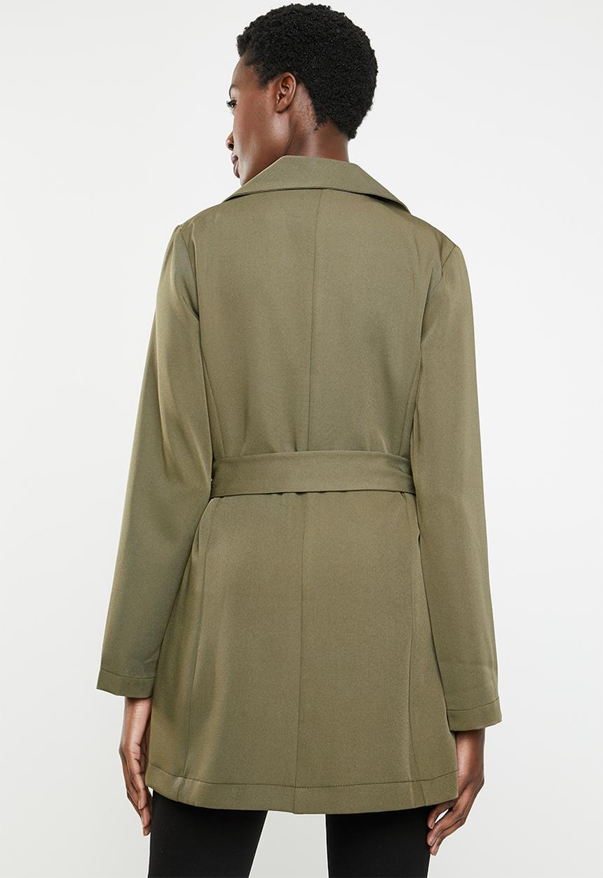 edit - Belted long sleeve blazer - green