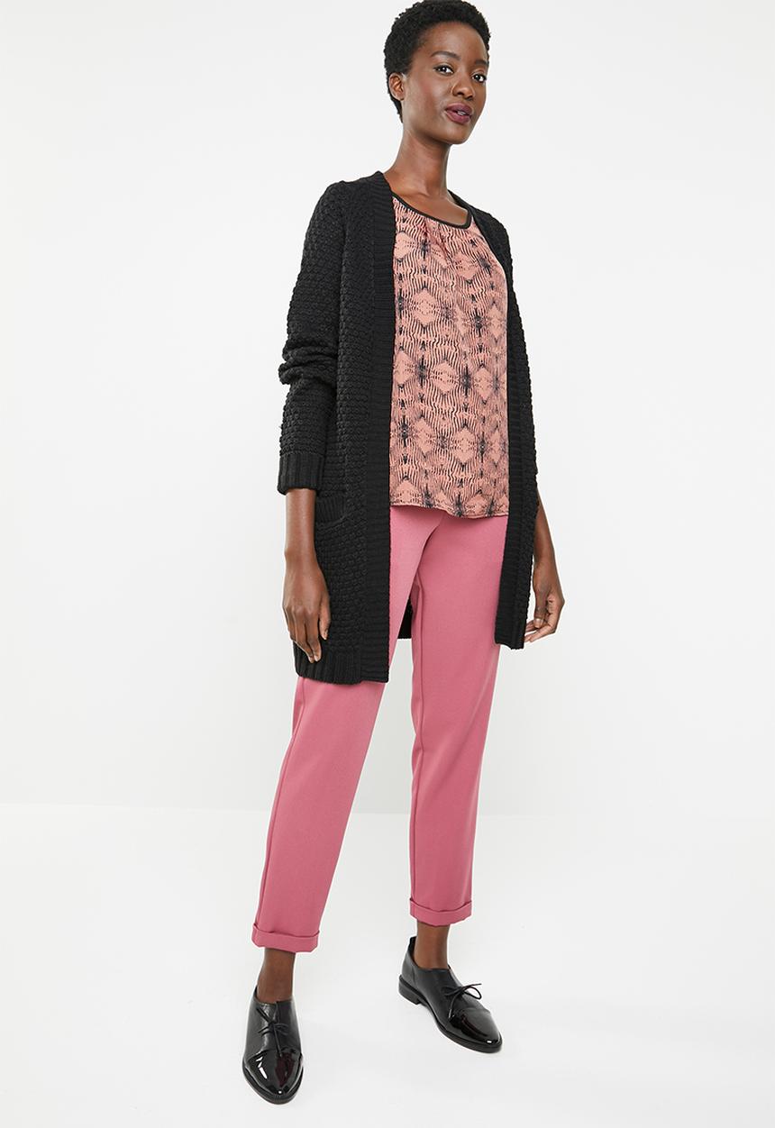 edit - Sleeveless printed top - pink  & black 