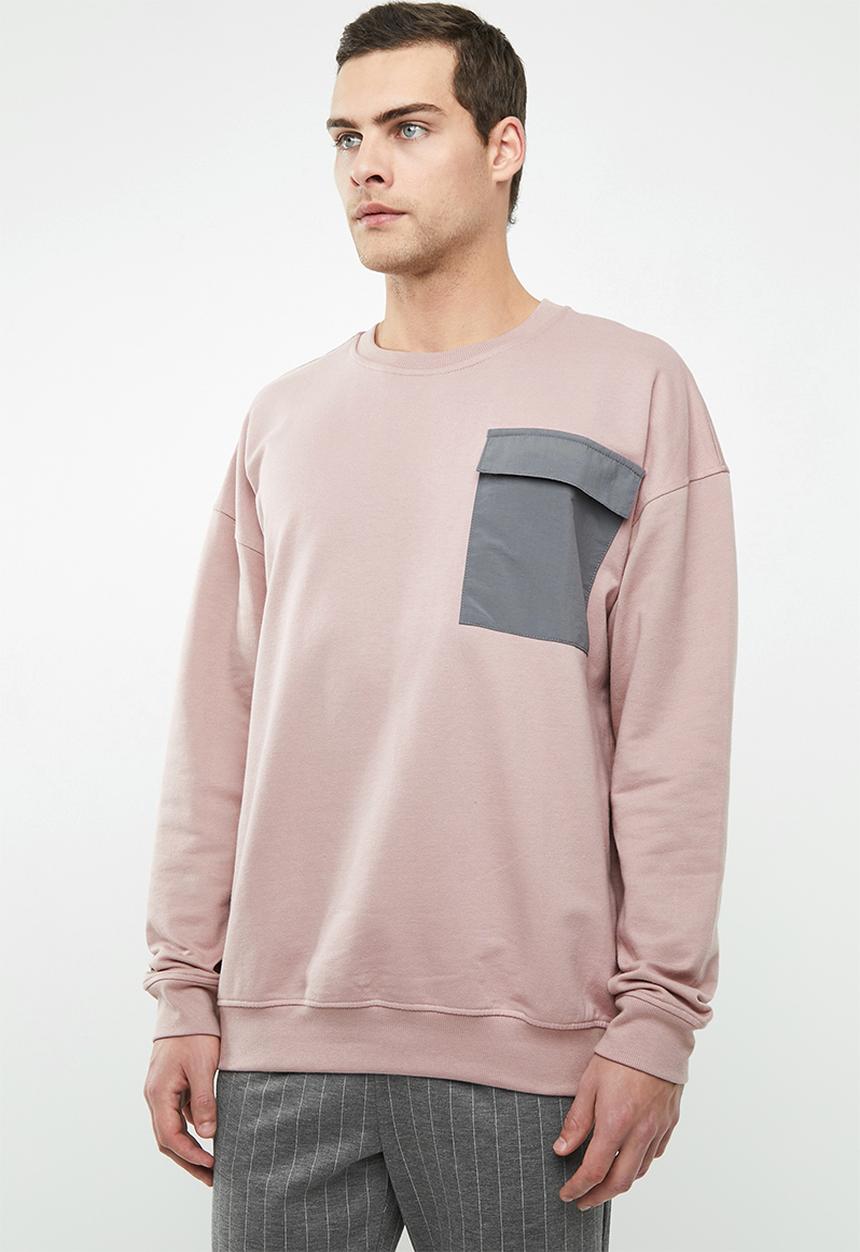 Superbalist - Oversized crew neck utility sweat - pink & grey 