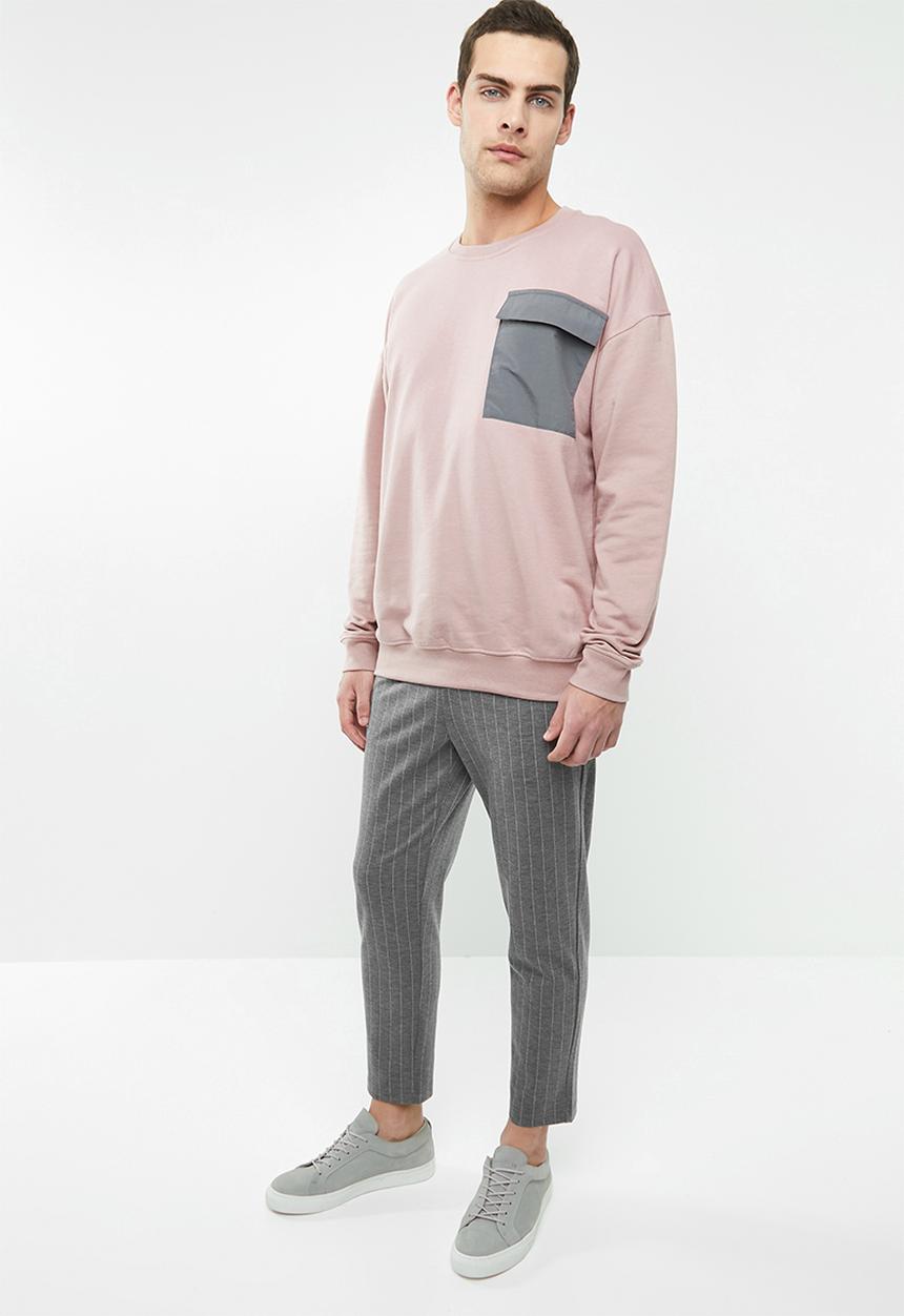 Superbalist - Oversized crew neck utility sweat - pink & grey 