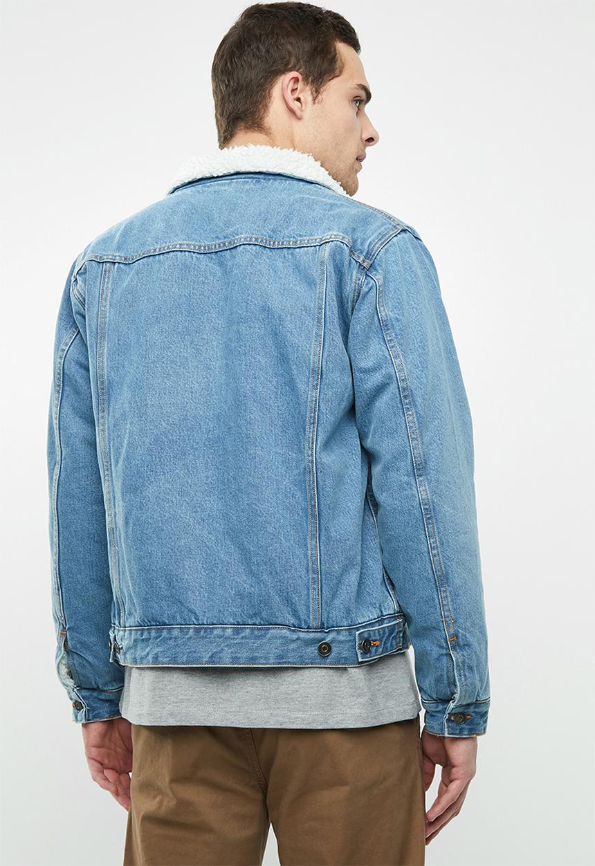 Superbalist - Sherpa full lined denim trucker jacket - blue