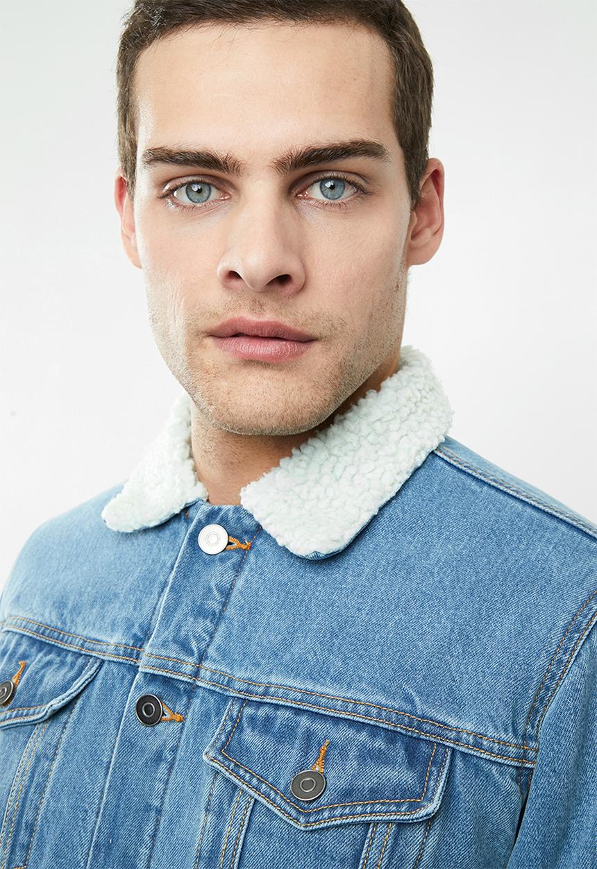 Superbalist - Sherpa full lined denim trucker jacket - blue