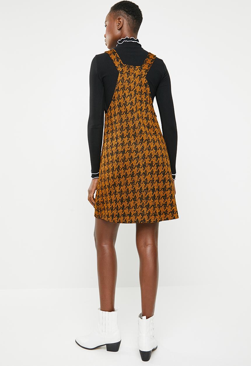 New Look - Dogtooth pinafore - brown & black 