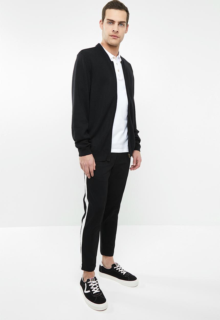Superbalist - Cropped slim fit taped chino - black & White