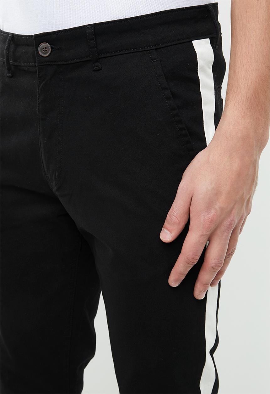 Superbalist - Cropped slim fit taped chino - black & White