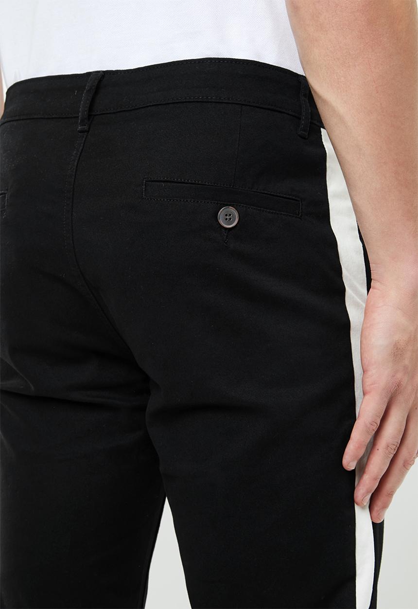 Superbalist - Cropped slim fit taped chino - black & White