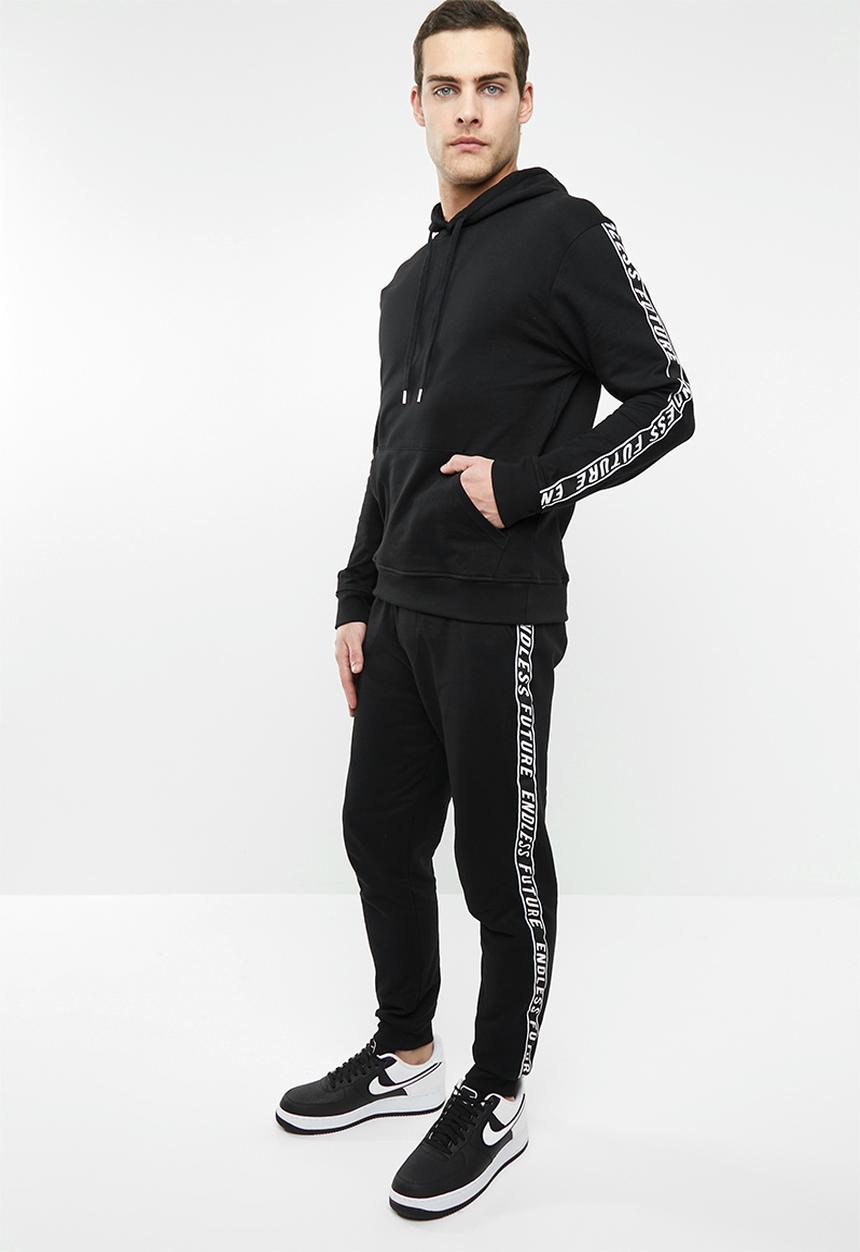 Superbalist - Printed tape pullover sweat hoodie - black