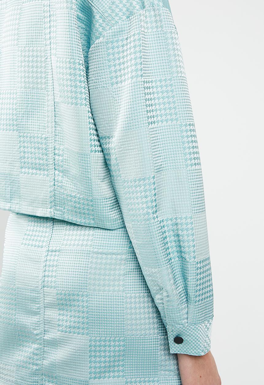 Missguided - Check dogtooth jacket - turquoise