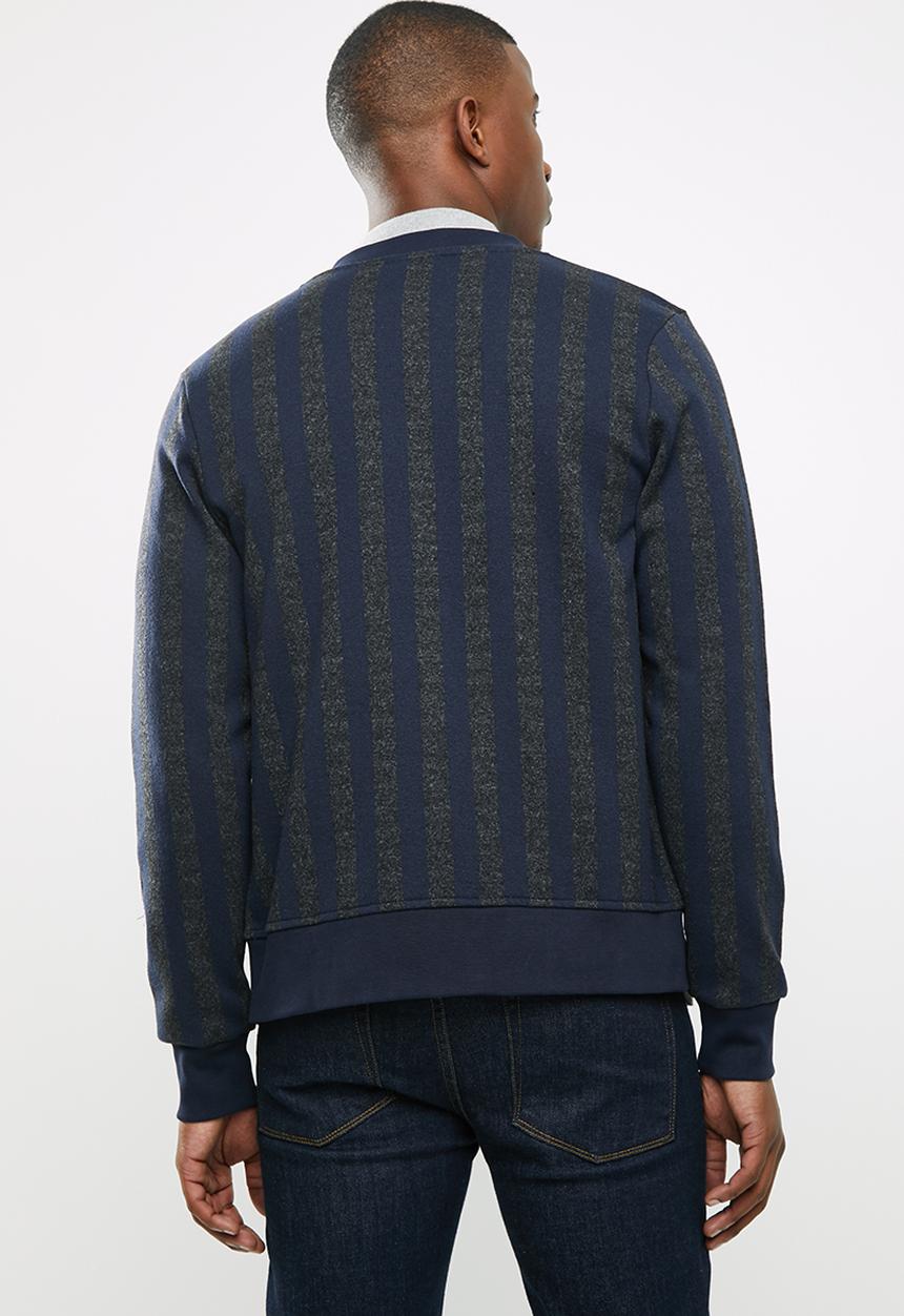 Jack & Jones - Striped bomber - navy & grey
