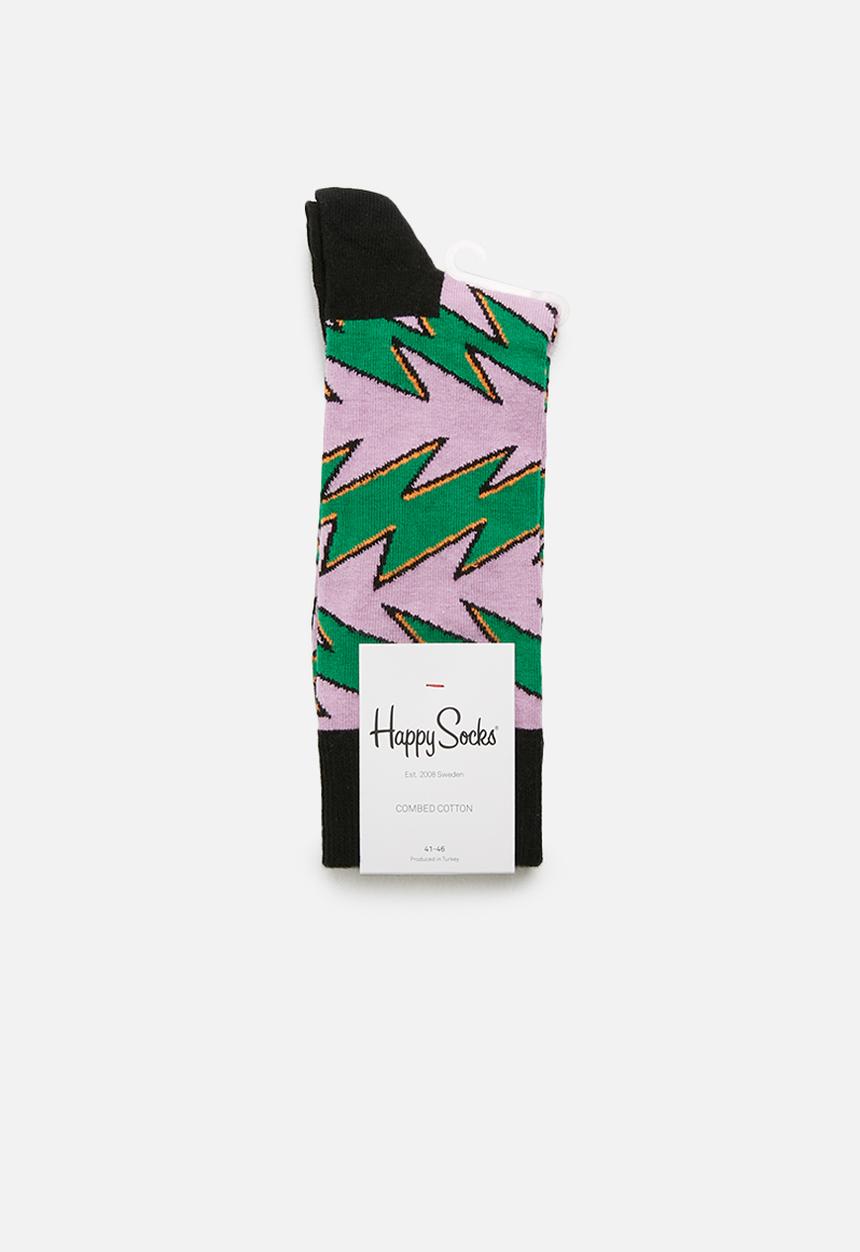 Happy Socks - Rock´n roll stripe socks - green & pink 