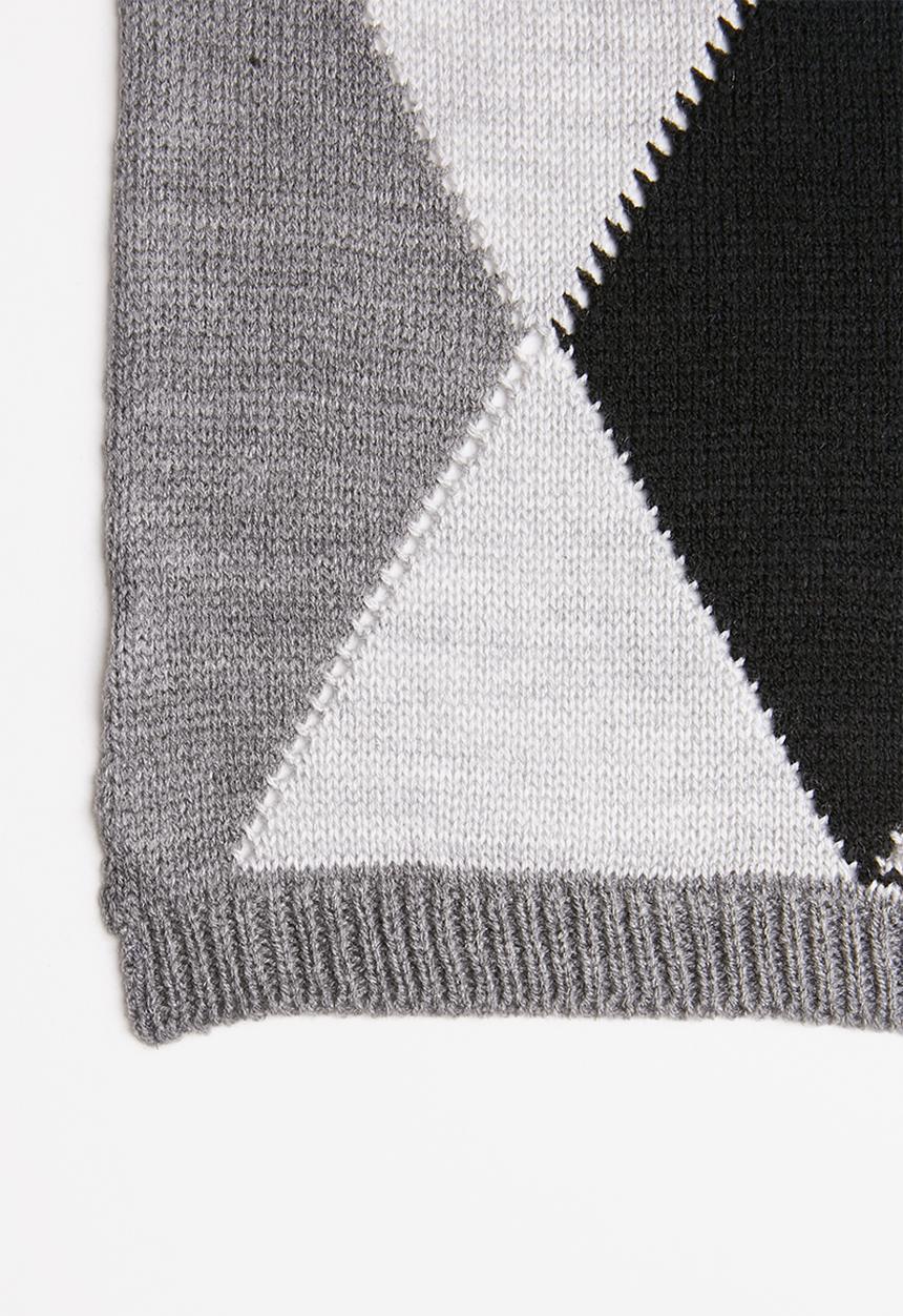 Superbalist - Diamond shape argyle scarf - grey & black