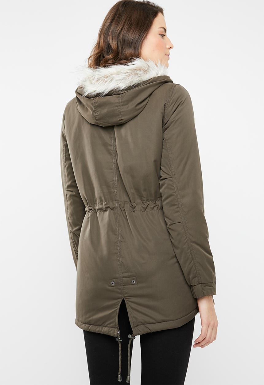 Brave Soul - Parka with faux fur detail - khaki
