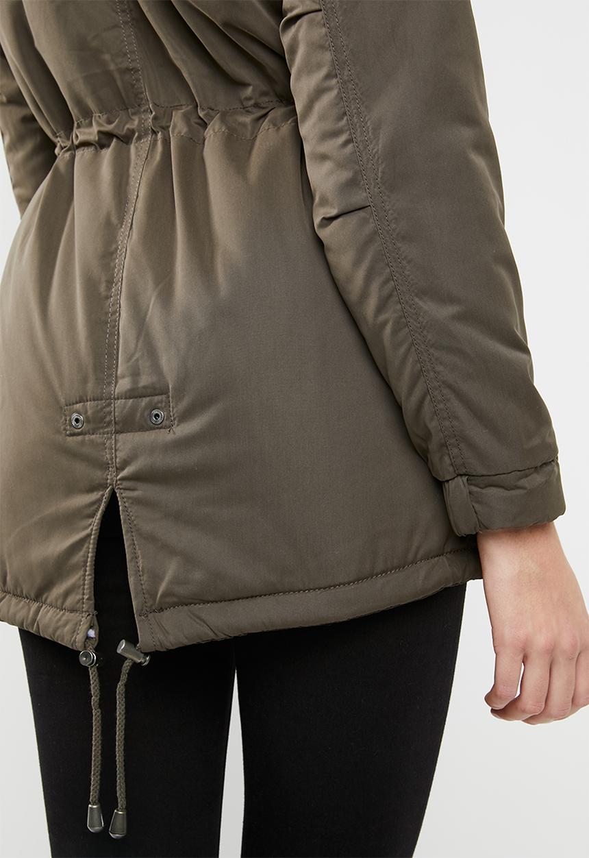 Brave Soul - Parka with faux fur detail - khaki